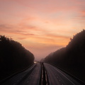 Autobahn im Morgennebel